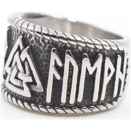 New Nordic Mythology Viking Warrior Ring Odin Logo Mens Ring Viking Rune Mens Ring