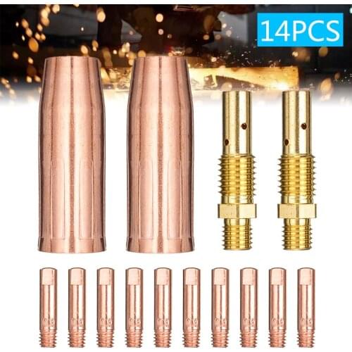 14Pcs Welding Torch Nozzle Part Kit Conical Nozzle Sleeve Rod Tool MIG Welding Tools Welders Accessories