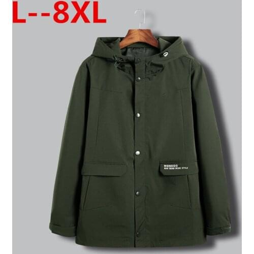 Plus Size 6XL 7XL 8XL New Spring Autumn Bomber Jacket Men Casual Solid Windbreaker Zipper Thin Hooded Coat Outwear Male Jacket