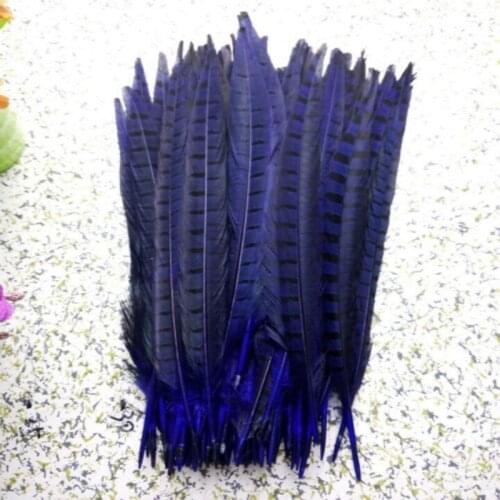 Wholesale 100 pcs beautiful natural blue Pheasant Feather 12-14 inches 30-35 cm free shipping