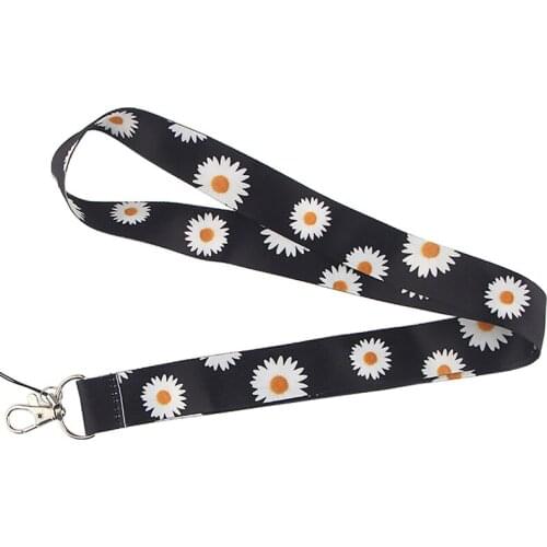 ZF492 1pcs Daisy Flower Painting Art Lanyard Neck Strap For Phone ID Card Creative Lanyards Rope Chain Necklace
