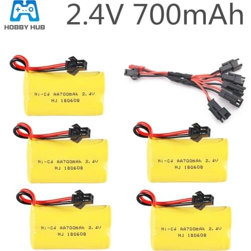 Hobby Hub 2.4V 700mah AA nicd Rechargeable Battery with 5in1 cable for RC Car boat truck Electric toy 2.4 v 700 mah AA battery