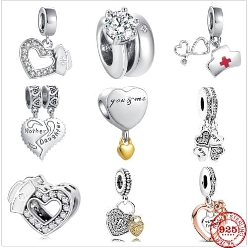 New Nurse Love Forever Lock Heart Pendant Dangle Charm DIY fine beads Fit Original Pandora Charms Silver 925 Bracelet Jewelry