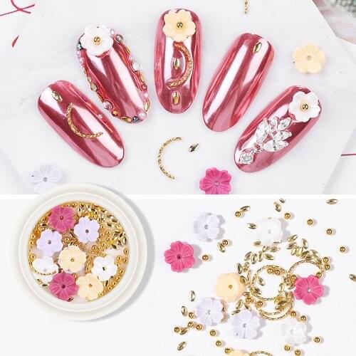 PinPai Mixed Styles Nail Tips Decoration Shell Flower Gold Rivets Beads for Nail Art Rhinestones Decal Accessories Manicure Tool
