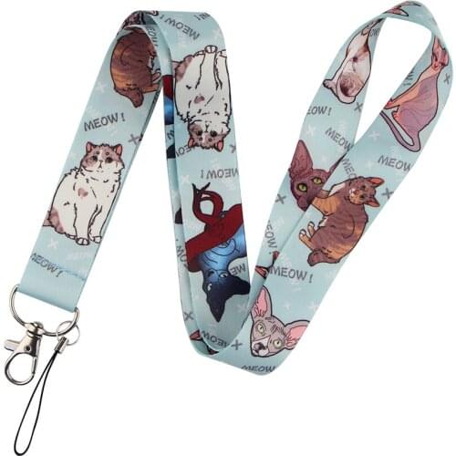 LT681 Cat Lanyard for Key Neck Strap lanyards id badge holder Key Chain Key Holder Hang Rope Key Rings Accessories
