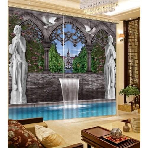 Roman curtains photo Blackout Window Drapes Luxury 3D Curtains For Living room Bed room Office Hotel Home