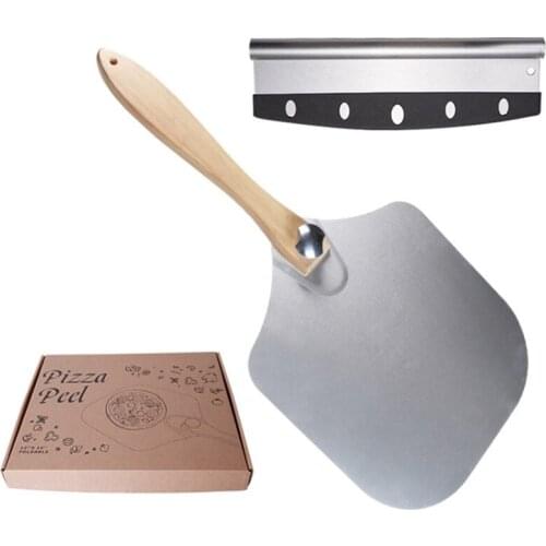 Removable Pizza Shovel Aluminum Alloy Screw Handle Foldable Pizza Shovel Baking Shovel Pizza Cutting Pizza Transfer Set