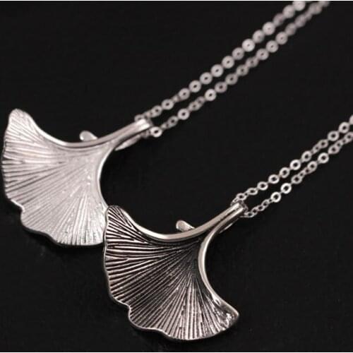 Silver Hand-made Old Ginkgo Biloba Necklace Restoring Ancient Ways Female Collarb2018 Chain The Accessories Wholesale