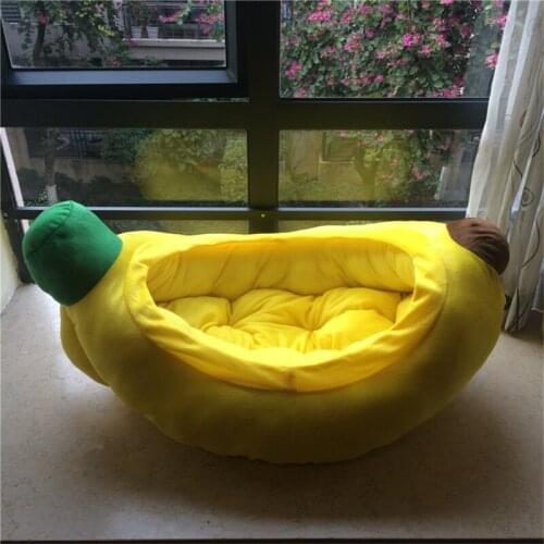 FOUR SEASONS THICKEN KENNEL BIG BANANA DOG COTTON NEST COTTON BED TRILATERAL WASHABLE CREATIVE PET HOUSE X4116