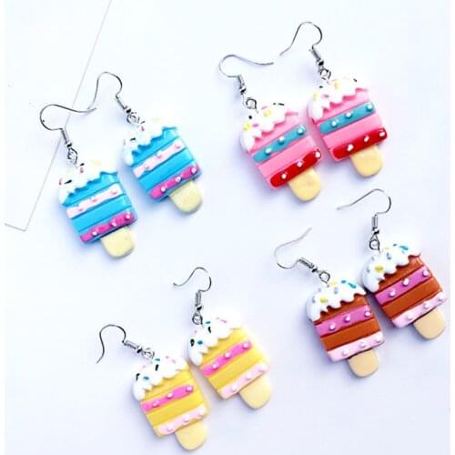 Color Cute Ice Cream Drop Earrings for Women Summer Mini Kawaii Ice Lolly Popsicle Dangle Earring Hooks Girl Kid Fashion Jewelry