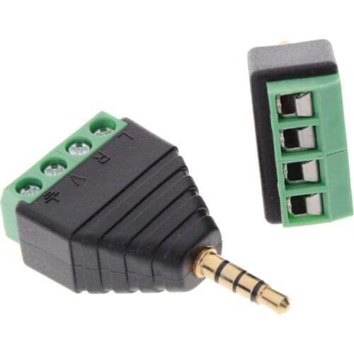 1PCS 3.5mm Male 4 pin Stereo Male Plug to AV Screw Video Balun Terminal Jack Terminal Block Plug Connector