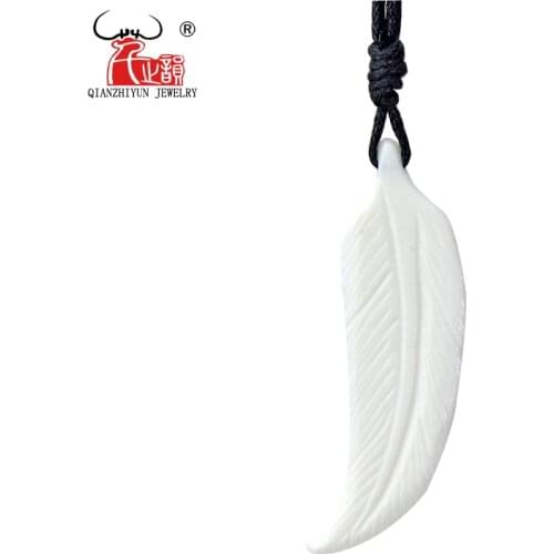 GX070 Maya pendant Primitive tribes Choker Handmade Carved Indian feather necklace man yak bone jewelry necklaces of surfing