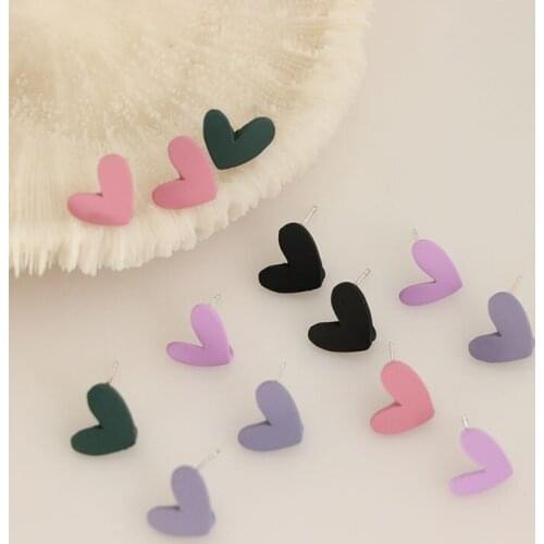 10 PCS 10*12mm New Alloy Frosted Spray Paint Heart Ear Studs With a Loop DIY Handmade Material For Jewelry Making