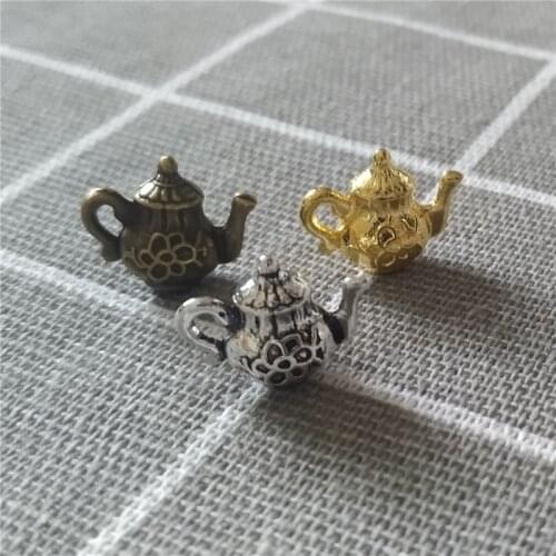 10Pcs 13mmx16mm Alloy Teapot Charms Kettle Flagon Pendant Accessories For Making Earrings Necklace Keychain Handmade DIY Jewelry