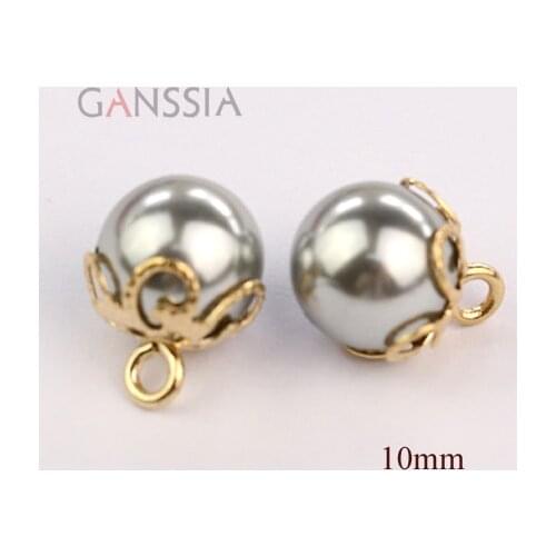 10pcs/lot Size:10mm Grey pearl shank buttons for garment Resin pearl beads , DIY accessories, Sewing buttons(ss-67-5)