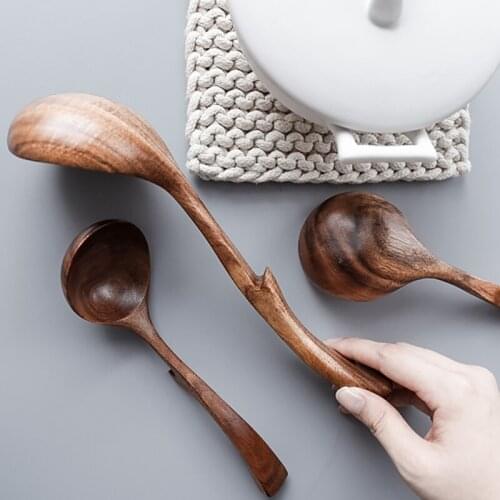 3Pcs Hanging Bowl Non-Slip Falling Wooden Spoon Wooden Spoon Ramen Spoon Solid Wood Porridge Spoon Hot Pot Spoon