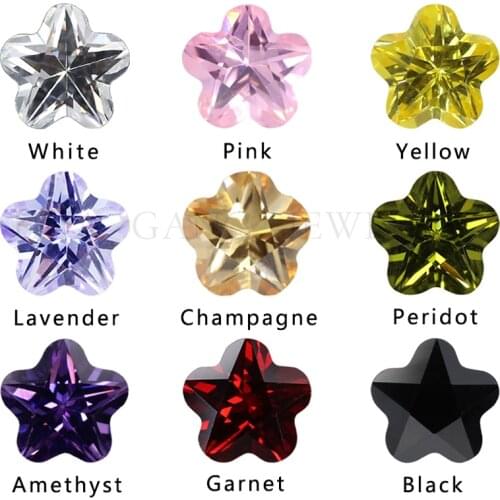 3X3MM~10X10MM Star Shape 5A Quality Various Color Cubic Zirconia Bead Stones Round Cut Loose CZ Synthetic Gems