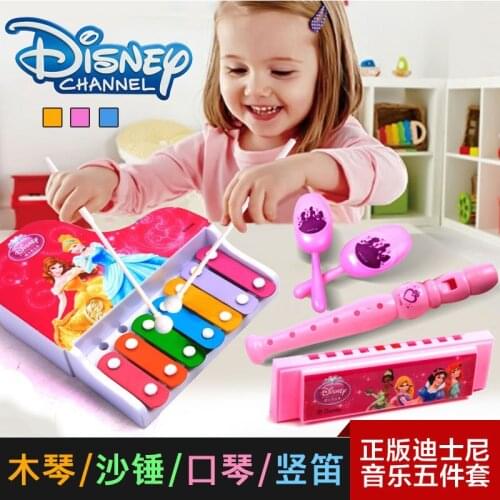5pcs/lot 2019 Disney Music Enlighten Puzzle knock on piano toys Five-in-one set rattle harmonica toys