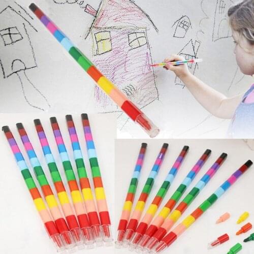 6/pcs or 12pcs Pop up Oil Pastel Crayons Pen Kids Swap Point Crayons Stacker Pencils DIY Party Loot Bag Fillers Drawing Pen