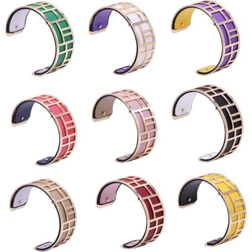 Labyrinth Cuff Bangles Bracelets Argent Femme Manchette Gold Color Bracelet Interchangeable leather Bracelet Bijoux