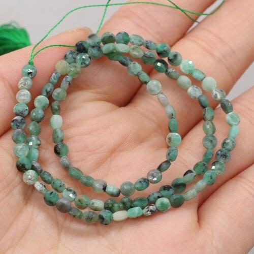 High Quality Beaded Natural Semi-Precious Stones Oblate Facete Emeralds Beads For Jewelry Making Charm Bracelet Accessories 4mm
