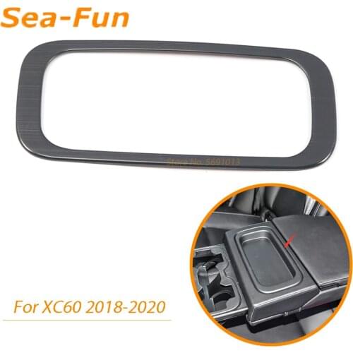For Volvo XC60 2018 2019 2020 Rear Seat Water Cup Holder Cover Trim Frame Decoration Sticker Interior Car Accessories