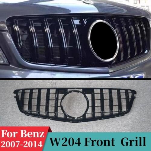 GT R Style For Mercedes Benz C class W204 C180 C200 C300 2007 2008 2009 2010 2011 2012 2013 2014 Front Bumper Grilles GTGrill