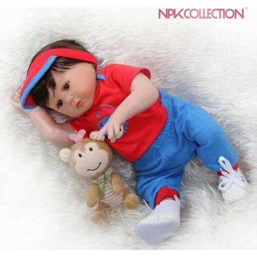 NPKCOLLECTION 48CM bebe doll reborn baby boy full body silicone Bath toy 100% hand detailed paiting pinky look