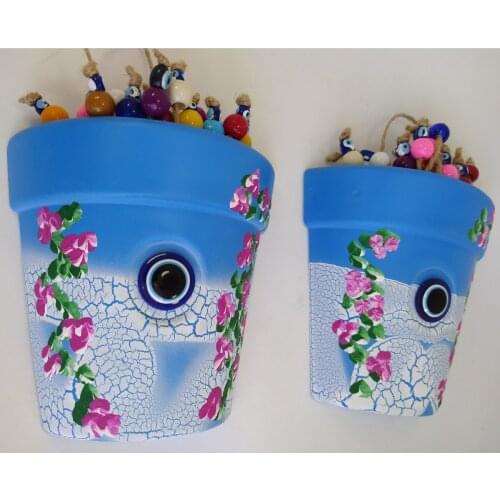 Evil Eye Vase Style Wall Pendants Set of 2 Turkish Traditional Ornament Charm Amulet Talisman Boho Home Decor