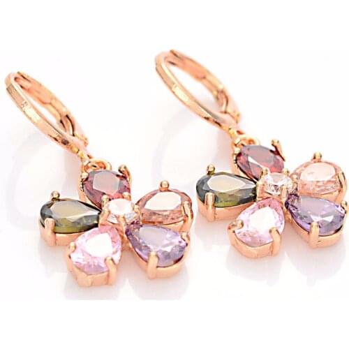 Wholesale Newest Hot Sale Luxury Champagne Gold Sun Flower Stud Earrings with Zircon Stone Women Birthday Gift Bijouterie