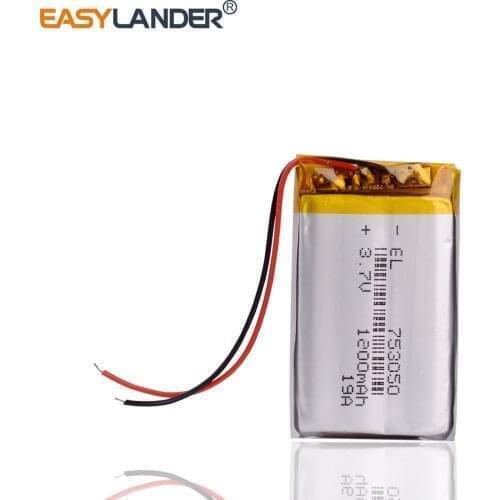 753050 3.7V 1200mAh Rechargeable li Polymer Li-ion battery For GPS DVR MP5 Bluetooth Digital Product small toys tools 702949