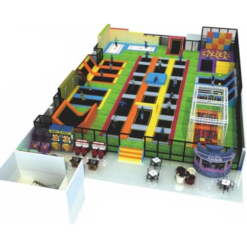 Customized fitness trampoline park with rocking climbing/Ninja item