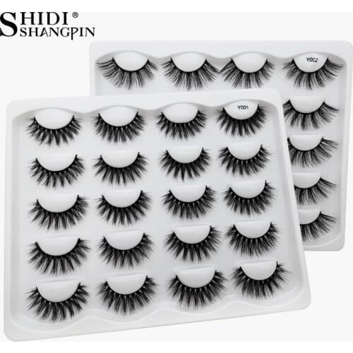 3/10Pairs 3D Mink Lashes Faux Eyelashes Mink False Eyelashes Soft Natural Long Handmade Full Strip Lashes Extenxion Makeup Tools