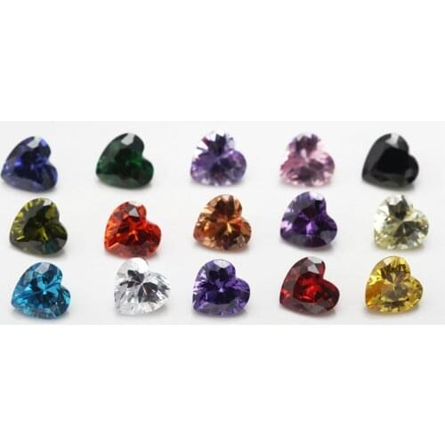 CZ 1pc Per 15 Colors Size 4x4~10x10mm Loose Heart Shape Synthetic Cubic Zirconia Stone