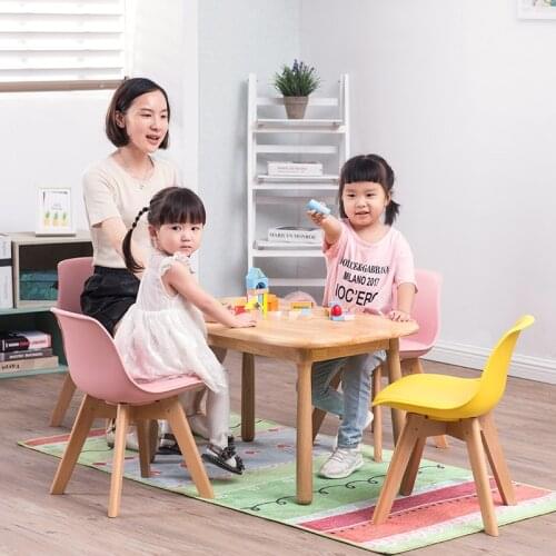 Solid Wood Backrest Children Chair Home Student Chair Kindergarten Study Chair Soft Bag Cushion Gold Waist Line Kids Furniture