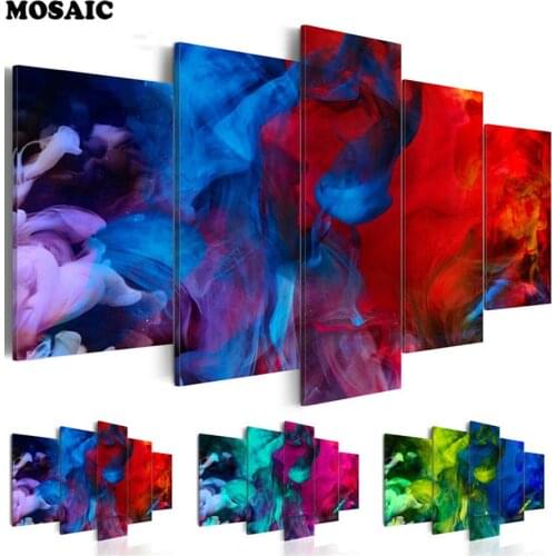 Home decoration,5d diy diamond painting Cross Stitch 5pcs square drill red abstract flower painting full diamond embroidery