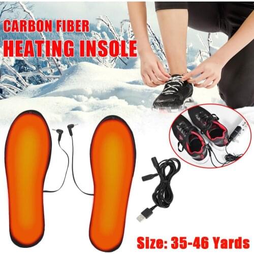 Outdoor Sports Foot Warm Insoles USB Heating Shoes Winter Comfortable Soft Leather Cotton can be Cut Size Super Large Size 35-46