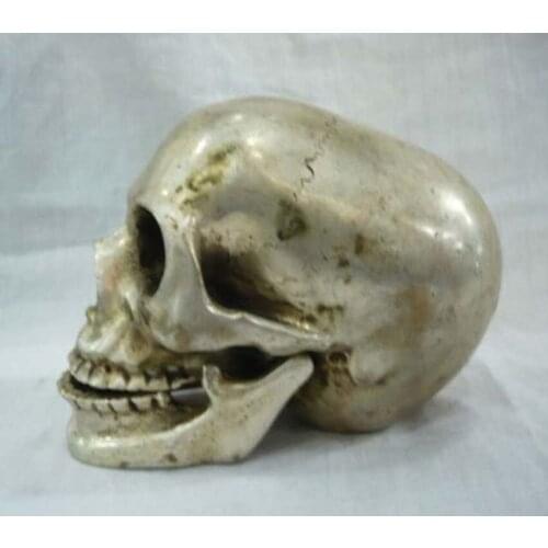 Maravilloso tibet silver gran escultura netsuke cabeza del craneo de la muerte