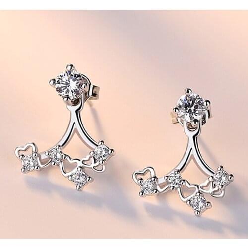 Silver Earring Fashion Pearl Shiny Crystal 925 Sterling Silver Stud Earrings for Women Jewelry Weeding Gift Wholesale