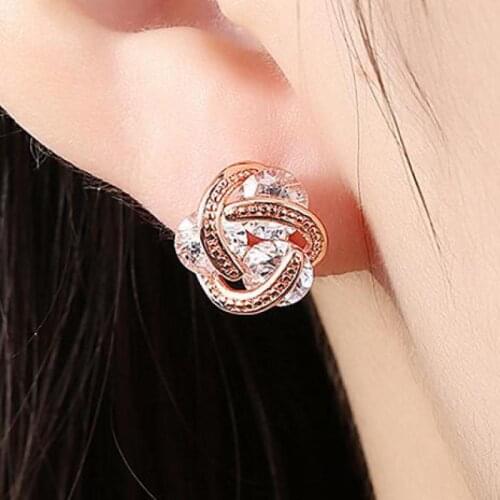 Silver Color Earrings High Quality Zircon Crystal Winding Stud Earrings For Women Earing Jewelry Earings Kolczyki LJ1437