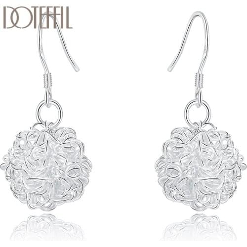 DOTEFFIL 100% Real 925 Sterling Silver Elegant Soft Winding Drop Earrings for Women Wedding Jewelry New Trendy Earrings