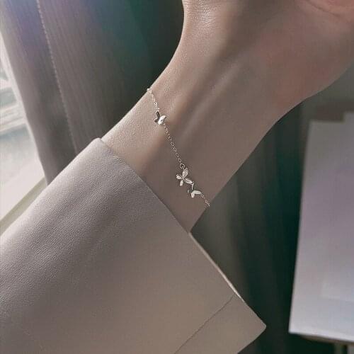 925 Sterling Silver Shiny Butterfly Bracelet for Women Simple Sexy Zircon Bracelet Light Luxury Jewelry Wholesale