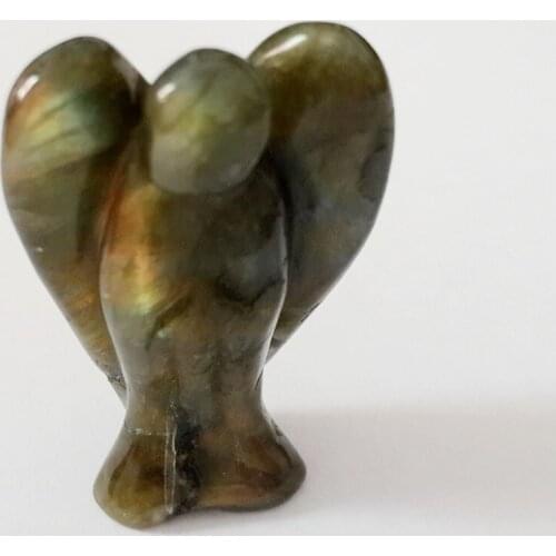 1.8" Natural Labradorite Hand Carved Angel Statue Stone Crystal Angel Healing Bead Chakra One Piece