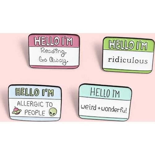 4 Styles Fun Dialogue Quote Enamel Pins Custom Humor Brooches Bag Clothes Lapel Pin Label Badge Cartoon Jewelry Gift for Friends