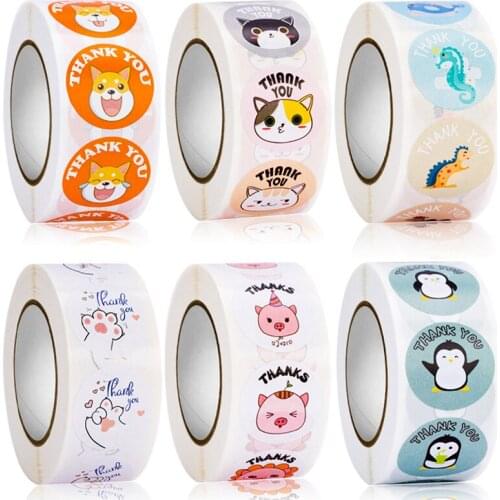 500 Pcs Cute Animal Thank You Stickers for Small Business Gift Decor Stickers Envelope Seal Labels Birthday Party Scrapbooking