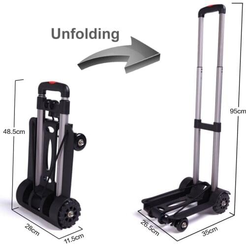 Aluminum Alloy Car Folding Luggage Cart Portable Travel Trailer Household Luggage Cart Shopping Trolley