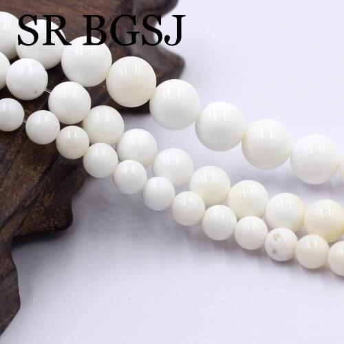 Free Shipping 6 8 10mm Natural Gems Round Gold Lace White Shell Beads Strand 15"
