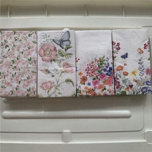 Decoupage wedding vintage napkins paper elegant tissue red blue flower butterfly craft birthday party serviettes decor 33*40cm