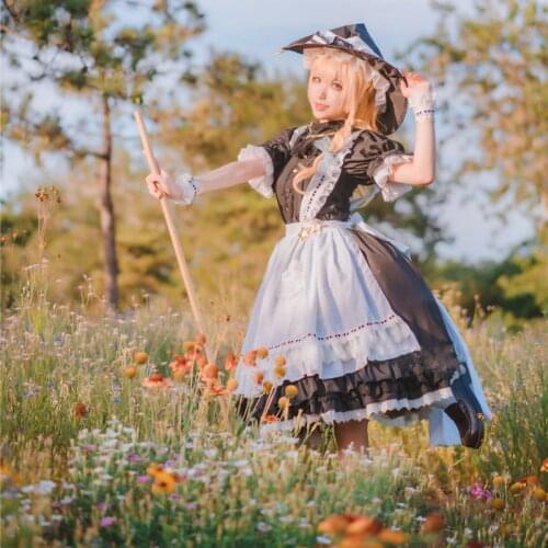 Quality Goods Game Touhou Project Kirisame Marisa Cosplay Costume Cute Maid Outfit Activity Party Role Play Clothing Custom-Make