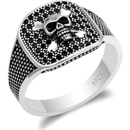 2019 hot 925 sterling silver ladies ring Turkish style retro Skull jewelry mens fashion jewelry new listing